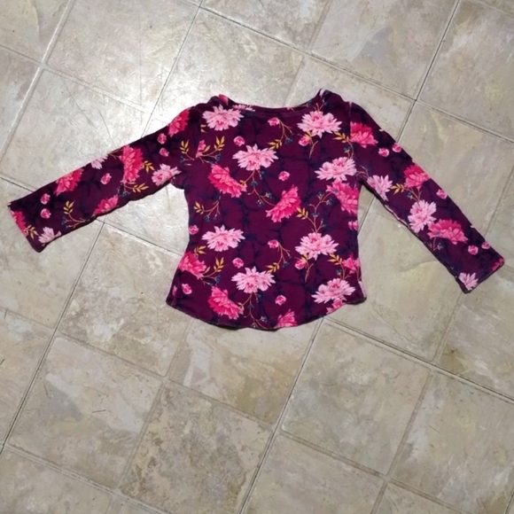 Old Navy 2t Purple Thermal Lotus Flower Floral Long Sleeve shirt Girl - Picture 2 of 12